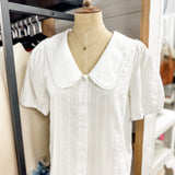 Collared Short Sleeve Button Up Top