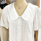 Collared Short Sleeve Button Up Top
