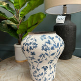 Blue Floral Wide Ceramic Vase
