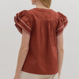 Ruffled Brick Blouse
