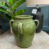 Green Ceramic Vase with Handles
