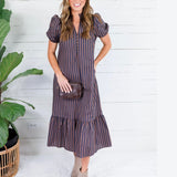 Sam Navy Brown Midi Dress