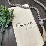 Newnan Georgia Script Kitchen Towel: Natural