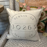 Newnan 30263 Postage Stamp Zip Code Pillow Outer Edge Seam
