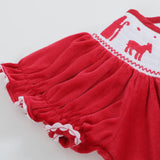 Red Velvet Christmas Nativity Smocked Dress