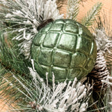 Green Raised Hatched Glass Ornament | 4in Round