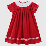 Red Velvet Christmas Nativity Smocked Dress