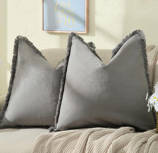 24" Square Cotton Slub Pillow | Grey