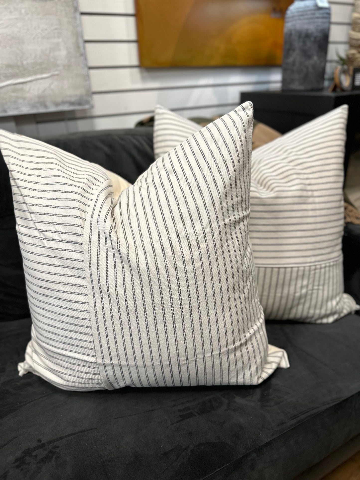 24" Square Cotton Slub Pillow w/ Stripe Pattern