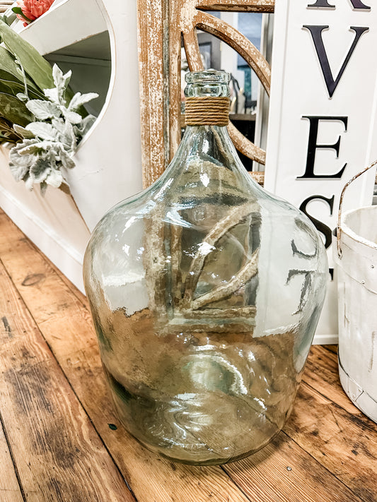 Large Vintage Recycled Glass Bottle | Blue Green Glass