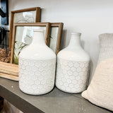 Honeycomb Cellar Ceramic Vase | White