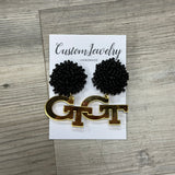 GT Gold Mirror w/ black beads Earrings