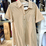 Striped Button-down Dress | Tan