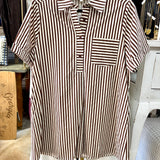 Striped Button-down Dress | Brown
