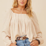 Square Neck Box Pleat Detail Top