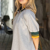 Alicia Quarter Zip Striped Elastic Band Blouse