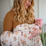 Baby Muslin Swaddle Blanket: Woof Woof