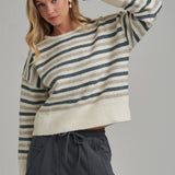 Multi Color Stripe Basic Casual Daily Sweater Top