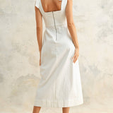Sleeveless Button-down Stretch Cotton Dress