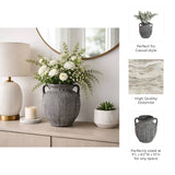Black Ceramic Ribbed Weathered Handle Vase