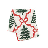 Christmas Trees & Bows Knit Throw Blanket