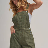 Vintage Leopard Overall Jumpsuit with Barrel Leg | Vintage Olive