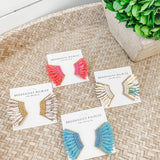 Bright Pink Sequin Wing Beaded Statement Earrings