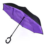 Solid Color Double Layer Inverted Umbrella: Brown