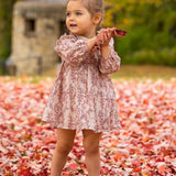 Autumn Floral Tan Long Sleeve Dress
