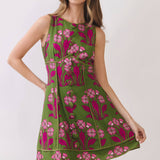 Floral Print Decorative Button Front Mini Dress