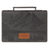 Bible Cover Classic Gray Be Strong And Courageous Josh. 1:9: Large