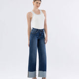 Cosmos High Rise Cuffed Wide Leg Jeans