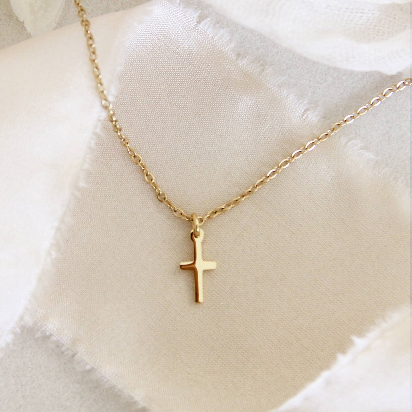 Delicate Cross Necklace | Gold