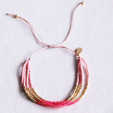 Quadruple miyuki bracelet - pink/magenta/goldplated