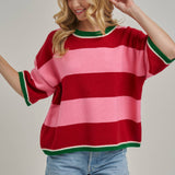 Christi Wide Stripe Loose Fit Sweater Top