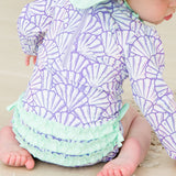 Magical Mermaid Long Sleeve One Piece Rash Guard Swimsuit