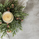 Rosemary w/ Pink Berry Candle Ring | 14"
