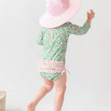 Tea Roses Long Sleeve One Piece Rash Guard Swimsuit