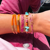Satin Bracelet with Dotted Heart - Peach