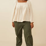 Square Neck Box Pleat Detail Top