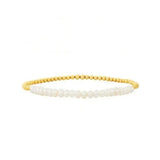 18K Gold Plated Copper Pearl and Gold Beaded Ball Bracelet: Three Large Pearls