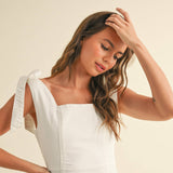 Stretch Cotton Tie On Sleeve Dress