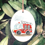 Firetruck Wooden Ornament