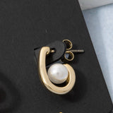 Open Teardrop Hoop With Pearl Earrings