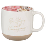 Mug White Floral Strong & Courageous