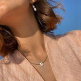 Beaded Initial Letter Shell Pendant Necklace Jewelry