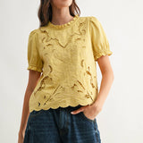 Embroidered Short Sleeve Blouse