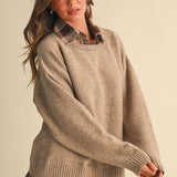 Long Sleeve Plaid Button Down Inner Layer Sweater