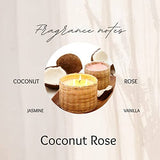 Coconut Rose' 2 Wick Handwoven Candle