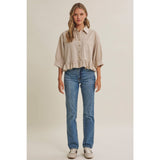 Emily Ruffle Hem Button Down Shirt